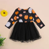 0-4Years Baby Girl Halloween Pumpkin Print Dress MumsDeal