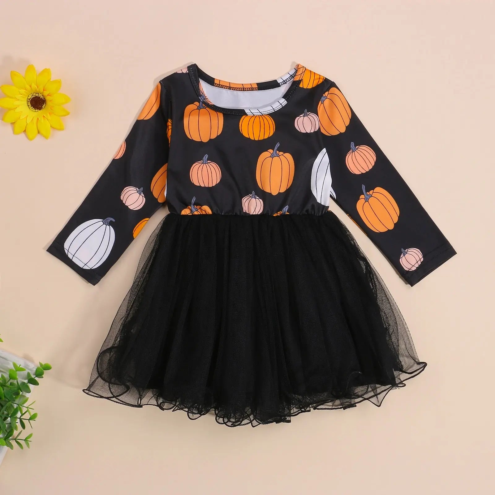 0-4Years Baby Girl Halloween Pumpkin Print Dress MumsDeal