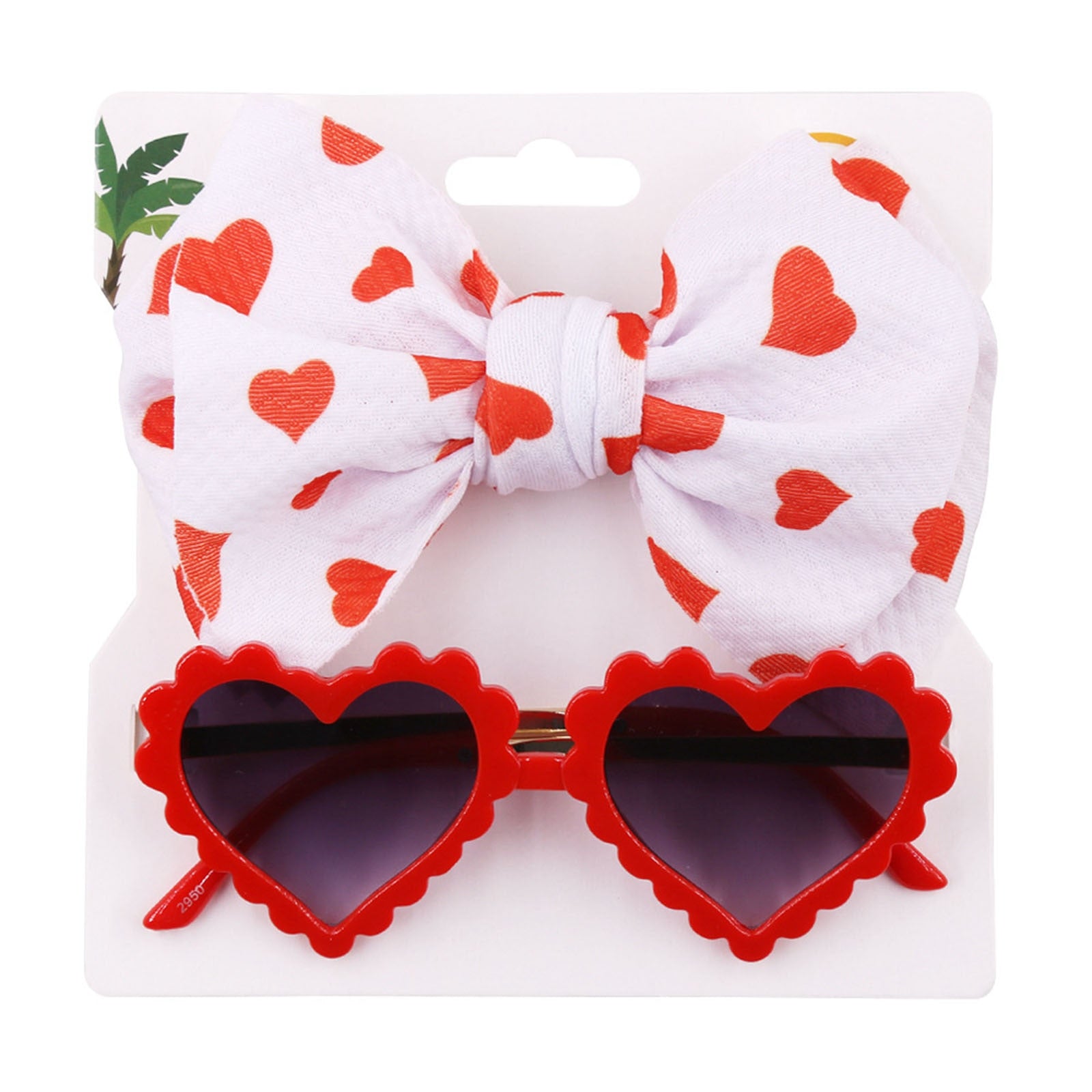 Floral Print Bowknot Hairband Heart-Shaped Sunglasses Set (2pcs) MumsDeal